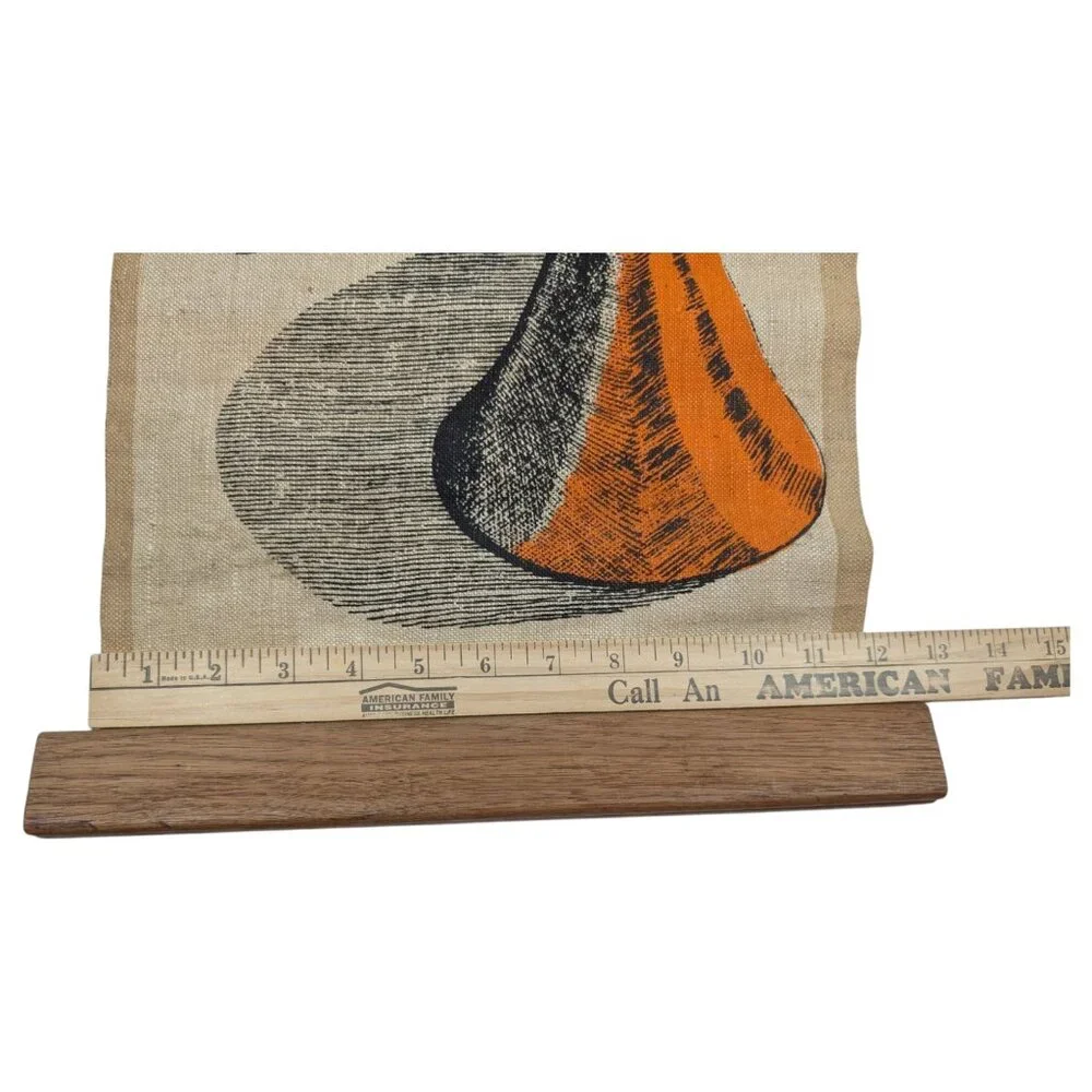 Mid Century Modern Silkscreen Scroll Tapestry Instrument On Linen MCM Horn *READ